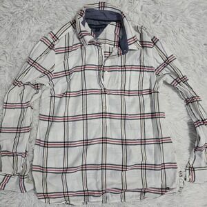 Tommy Hilfiger‎ white and blue Plaid button up shirt Small
